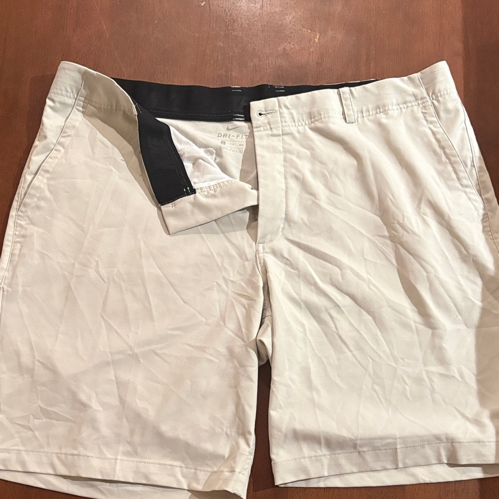 Nike White Men’s Flat-Front Dri-FIT Shorts